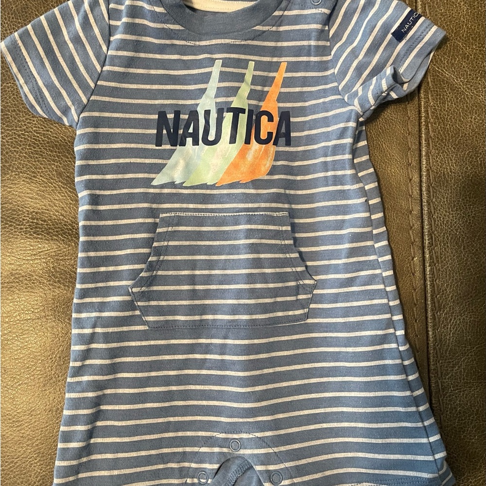 Nautica Striped Baby Romper - Blue